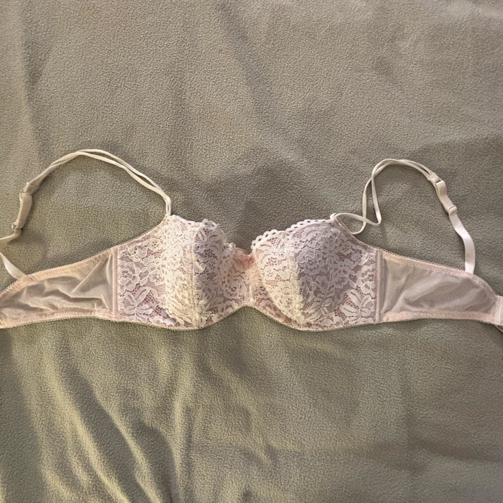 Elegant Lace Cream Demicup Bra